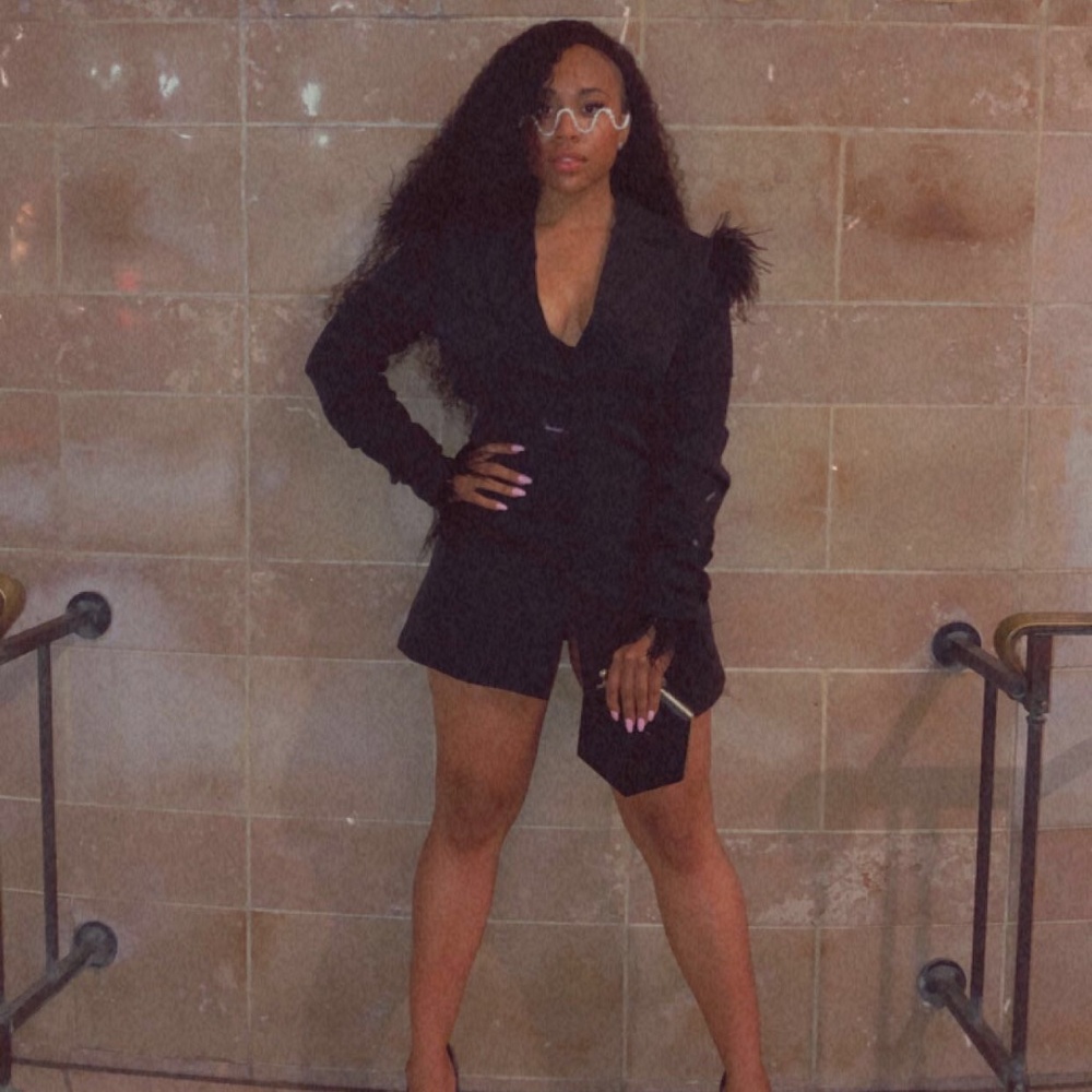 Black feather suit Dress